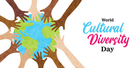 Cultural Diversity Day ethnic people hands banner