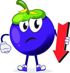 sad mangosteen character arrow in hand
