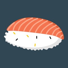 Vector illustration of sushi with salmon meat on it, restaurant theme and Japanese cuisine, suitable for advertisement of food products