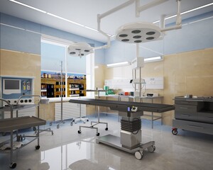 3D render modern equipment in the operating room medical products for traumatology