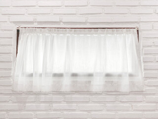 Fototapeta na wymiar White softy curtain window wall background.