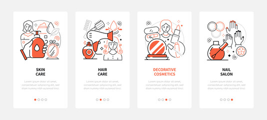 Beauty salon - modern line design style web banners