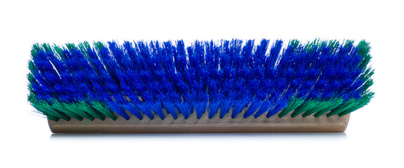 Wooden cleaning brush on white background isolation