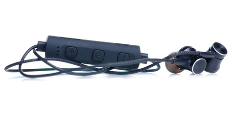 Wireless headphones equipment on white background isolation