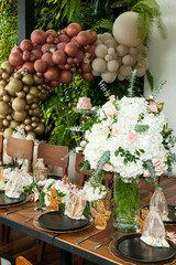 Decoration of party; Centerpiece made with beautiful flowers.