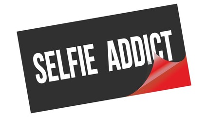 SELFIE  ADDICT text on black red sticker stamp.