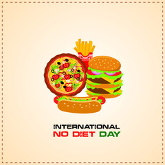 International No Diet Day. May 6. Suitable for greeting card, poster and banner. vector illustration