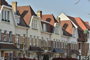 Façades typiques des maisons uni-familiales de la cité-jardin Terdelt à Schaerbeek 