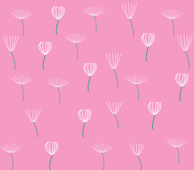 Bright white grass flowers background image on natural pink background for your text.