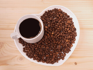 coffee beans and cup