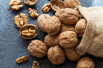 Images of walnuts on an insulated table. Walnut is a very useful type of walnut for humans.