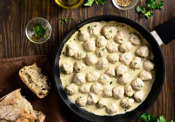 Swedish meatballs with white creamy sauce