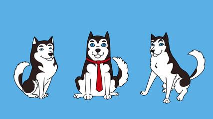 Husky dog cartoonish character vector illustration