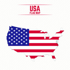 Flag Map of United States. USA Flag Map