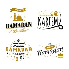 Obraz premium Ramadan Kareem Vector Template Collection. Happy Eid Mubarak Typography and Eid Al Fitr Lettering