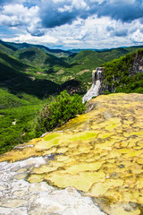 Natural pools and waterfall in the mountains