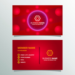 Abstract Red Gradient Business Card Template With Circles