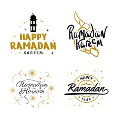Ramadan Kareem Vector Template Collection. Happy Eid Mubarak Typography and Eid Al Fitr Lettering