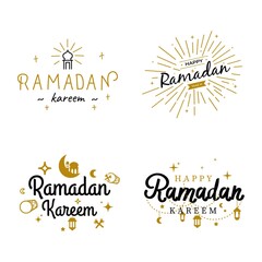 Ramadan Kareem Vector Template Collection. Happy Eid Mubarak Typography and Eid Al Fitr Lettering