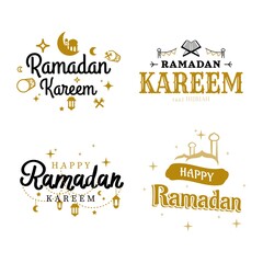 Ramadan Kareem Vector Template Collection. Happy Eid Mubarak Typography and Eid Al Fitr Lettering