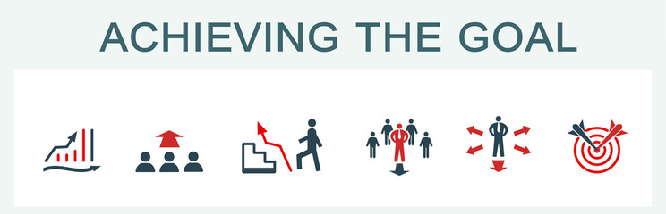 Vector illustration of a group, a set of icons, a miniature infographic in one style, business, finance and marketing. Web planning, business meeting, negotiation, strategy, presentation, and teamwork