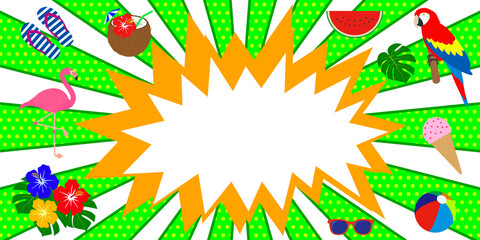 夏　トロピカル　バナー素材イラスト