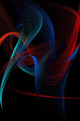 Abstract Blue and Red Pattern with Waves. Striped Linear Texture. Raster. 3D Illustration