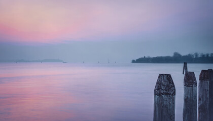 Purple sunset over Venice lagoon