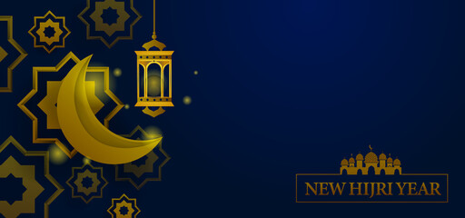 Gold and luxury islamic new year banner background