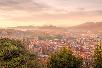 Sunrise view over the city of Bilbao