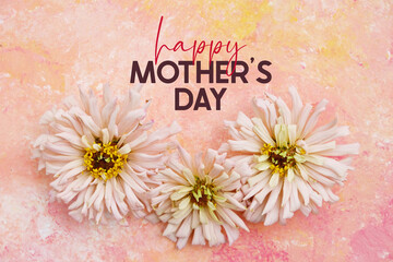 Mother's day card with pink zinnia flowers