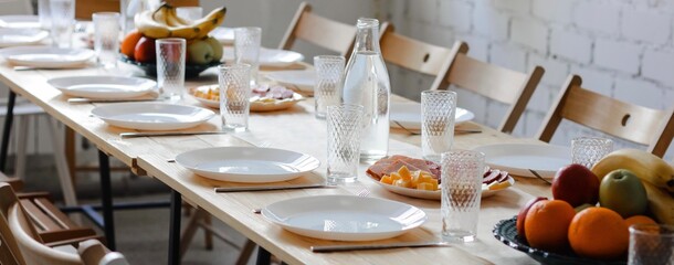 table setting in restaurant banner	