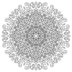 abstract black lines on white. minimalistic vector hand-drawn round pattern. simple mandala