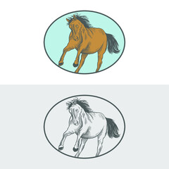 Vintage Horse With Handdrawn Style