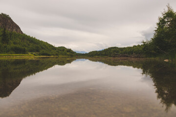 Naklejka premium lake and mountains