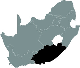 Black highlighted location map of the South African Eastern Cape province inside gray map of the Republic of South Africa