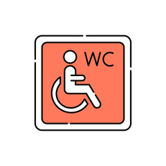 Disabled toilet color line icon. Disability. Isolated vector element.