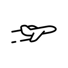 Plane silhouette, simple business icon. Black linear icon with editable stroke on white background