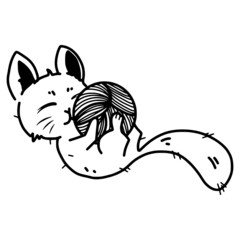 Doodle hand drawn kitten for kids coloring concept