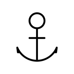 Anchor of the boat, simple icon. Black linear icon with editable stroke on white background