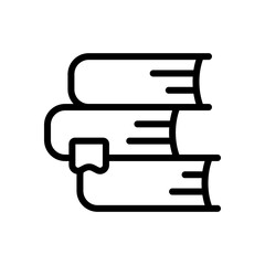 Stack of books, library on the shelf, open knowledge, simple icon. Black linear icon with editable stroke on white background