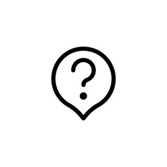 Question mark in bubble, simple icon of faq or chat. Black linear icon with editable stroke on white background