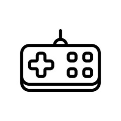 Joystick of video console, game controller, simple icon. Black linear icon with editable stroke on white background