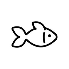 Fish, simple icon. Black linear icon with editable stroke on white background