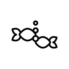Fish, simple icon. Black linear icon with editable stroke on white background
