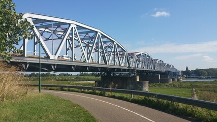 Grave, The Netherlands - September 6, 2020:  John S. Thompson bridge over the Maas in Grave. ...