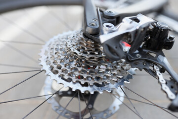 Rear bicycle cassette with wheel. Bicycle parts service