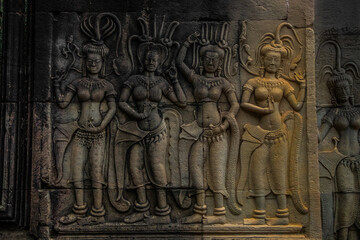 Detail in Ancient Buddhist Temple in Asia