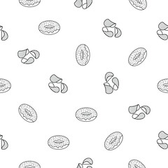 Abstract Doodle Seamless Pattern Hand Drawn Fast Food Elements Pizza Hamburger Snack Drink Croissant Vector Design Style Background Illustration Icons