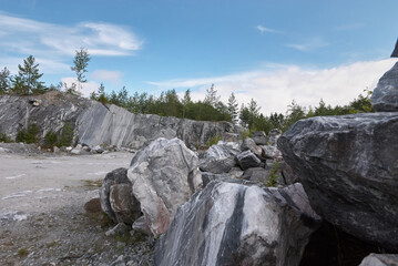 Quarry for the extraction of marble. Ruskeala Park, Karelia, Russia